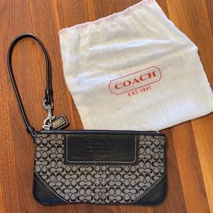 Coach black signature print wristlet
